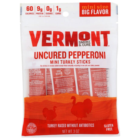 VERMONT SMOKE: Minis Uncured Pepperoni Turkey Sticks, 3 oz - Sunshine Co Op. - #tag1# - #tag2# - #tag3# - #tag4#