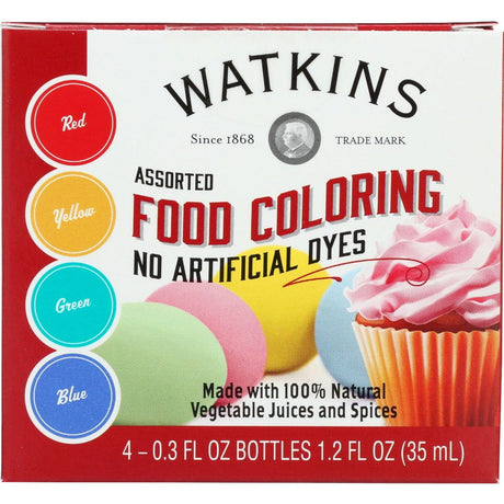 WATKINS: Food Coloring Assorted 4pk, 1.2 fo - Sunshine Co Op. - #tag1# - #tag2# - #tag3# - #tag4#