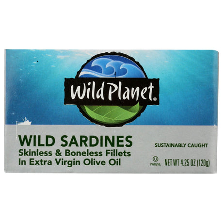 WILD PLANET: Sardines Boneless Skinless in Extra Virgin Olive Oil, 4.25 oz - Sunshine Co Op. - #tag1# - #tag2# - #tag3# - #tag4#
