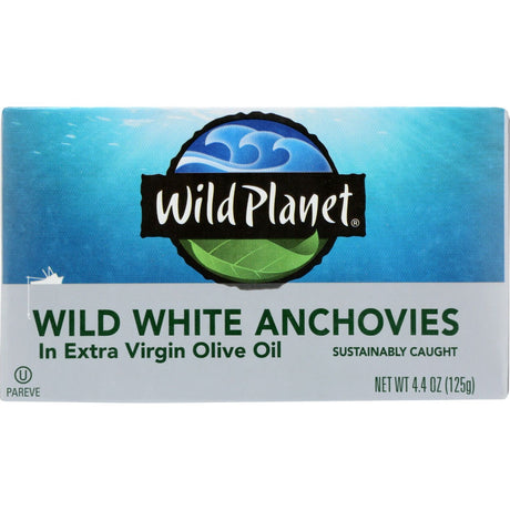 WILD PLANET: Wild White Anchovies In Extra Virgin Olive Oil, 4.4 oz - Sunshine Co Op. - #tag1# - #tag2# - #tag3# - #tag4#