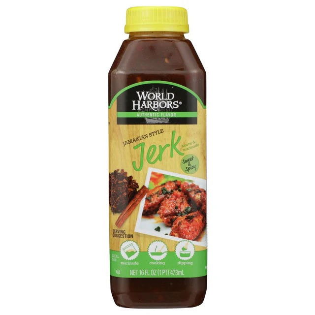 WORLD HARBORS: Jamaican Style Jerk Marinade & Sauce, 16 Oz - Sunshine Co Op. - #tag1# - #tag2# - #tag3# - #tag4#