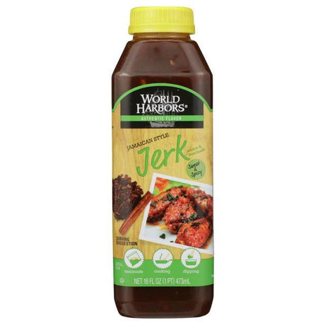 WORLD HARBORS: Jamaican Style Jerk Marinade & Sauce, 16 Oz - Sunshine Co Op. - #tag1# - #tag2# - #tag3# - #tag4#