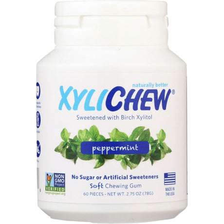 XYLICHEW: Sugar Free Chewing Gum Peppermint Jar, 60 pc - Sunshine Co Op. - #tag1# - #tag2# - #tag3# - #tag4#