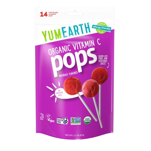 YUMEARTH: Organic Assorted Flavors Vitamin C Lollipops 14Ct, 3 oz