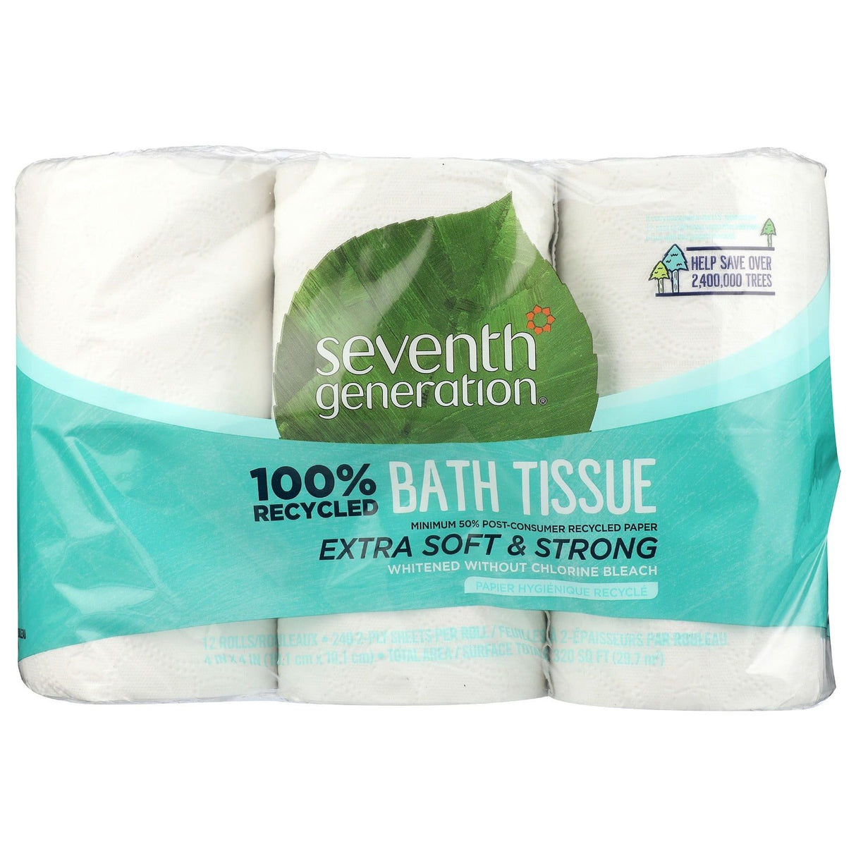 SEVENTH GENERATION: 100 Percent Recycled Bathroom Tissue 2ply 12Pk, 1 ea