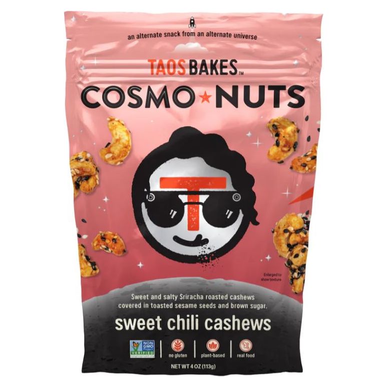 TAOS BAKES: Cosmo Nuts Sweet Chile Cashews, 4 oz