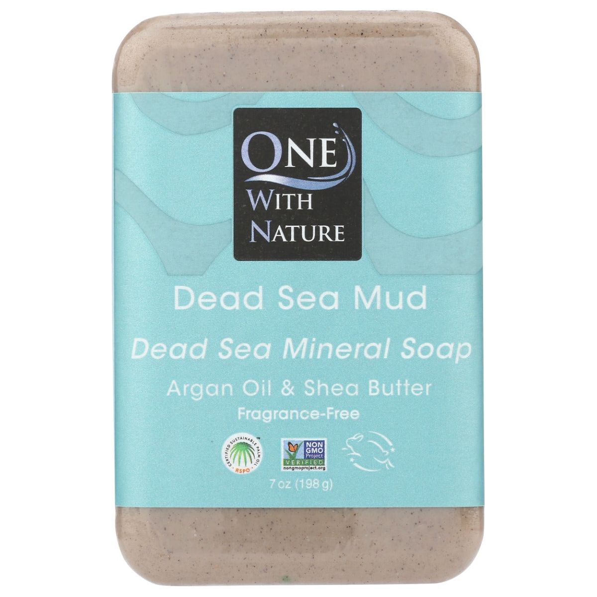 ONE WITH NATURE: Dead Sea Mineral Mud Soap with Argan Oil and Shea Butter No Added Fragrance, 7 oz