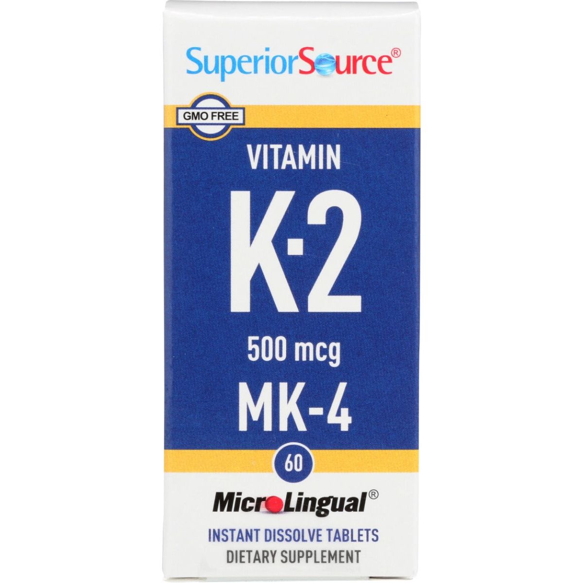 SUPERIOR SOURCE: Vitamin K-2 500mcg MK4, 60 tb