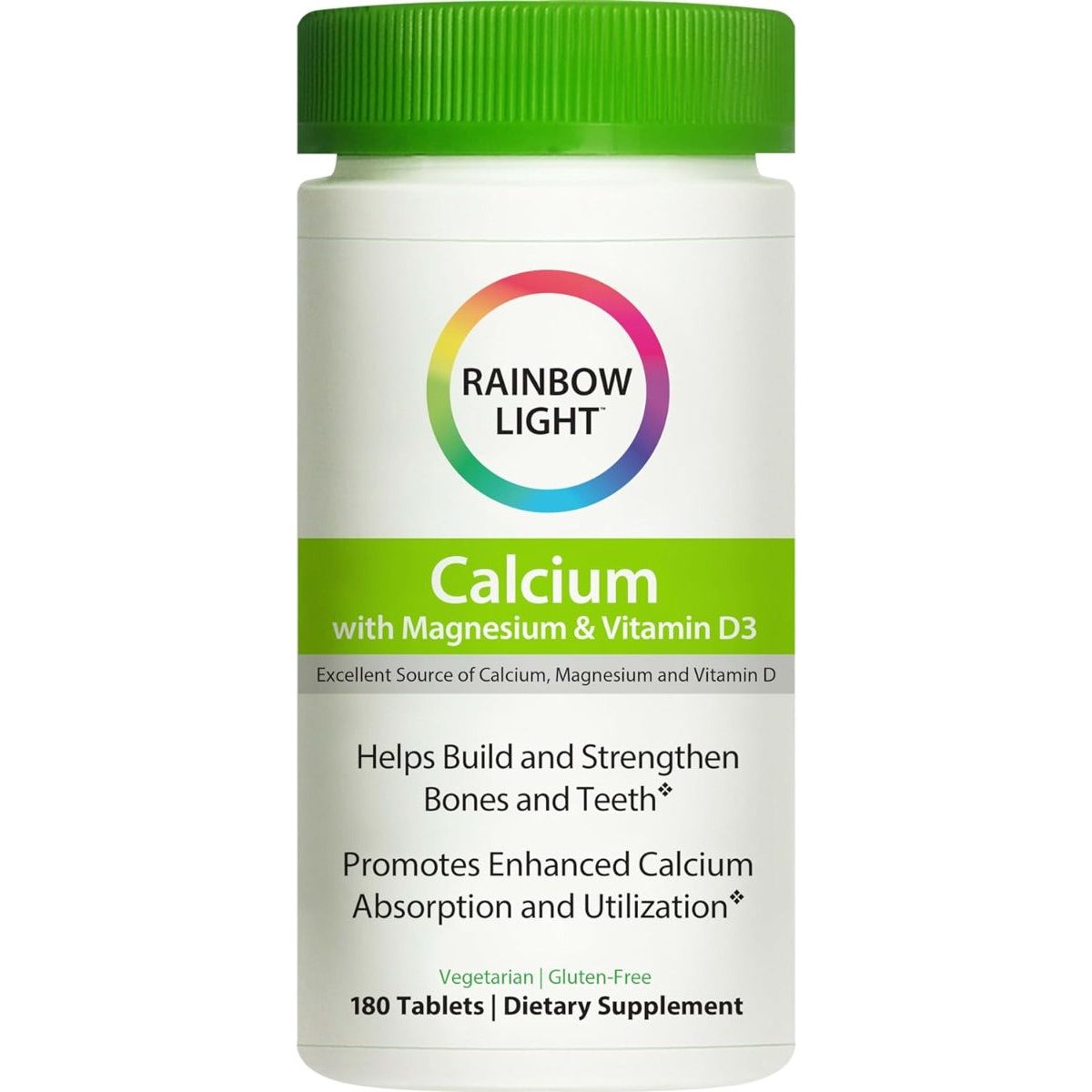 RAINBOW LIGHT: Calcium With Magnesium And Vitamin D3, 180 Tablets