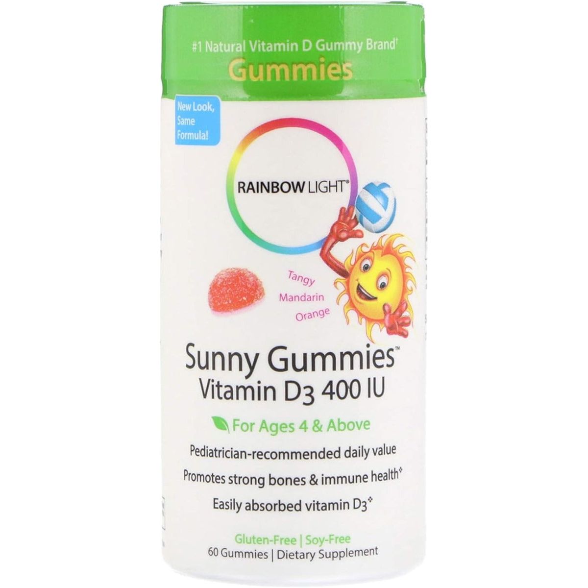 RAINBOW LIGHT: Vitamin D3 400iu Sunny Gummies Tangy Orange, 60 Gummies