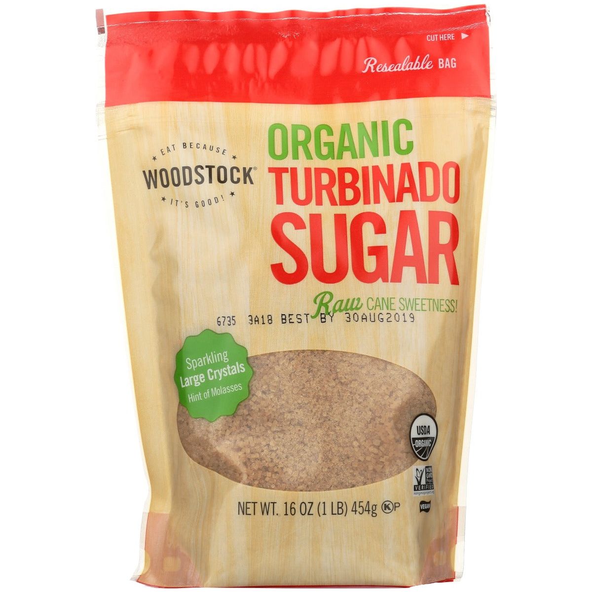 WOODSTOCK: Sugar Turbinado Organic, 16 oz