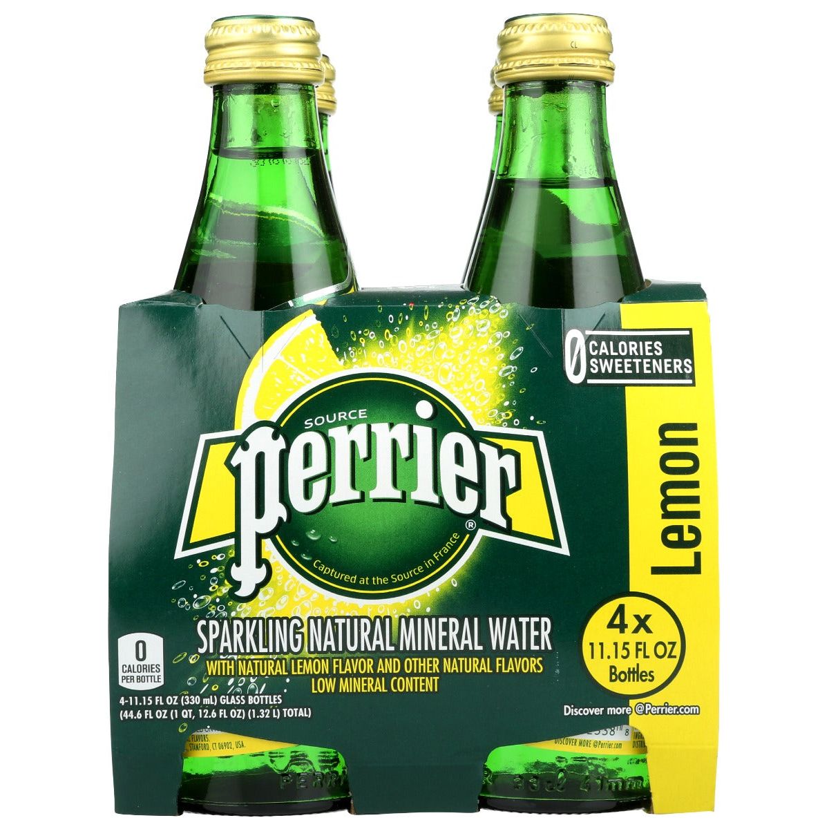 PERRIER: Lemon Sparkling Natural Mineral Water 4 Pack, 44.6 fo