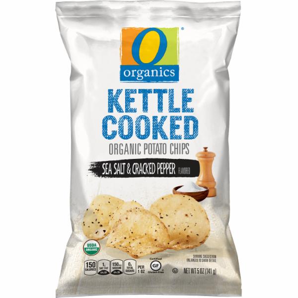 O ORGANIC: Kettle Cooked Organic Potato Chips Sea Salt & Cracked Pepper, 5 oz