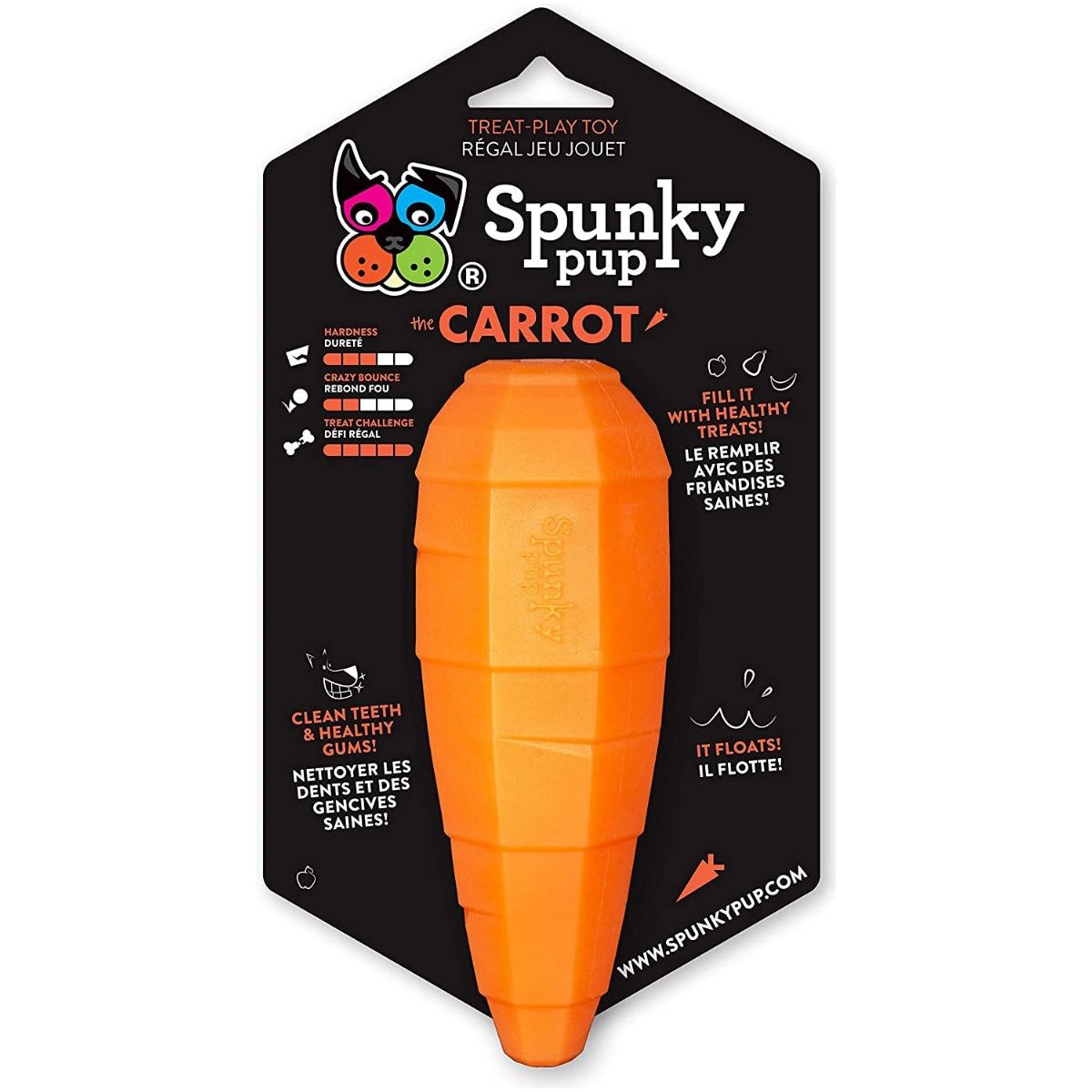 SPUNKY PUP: Treat Holding Carrot Dog Toy, 1 ea