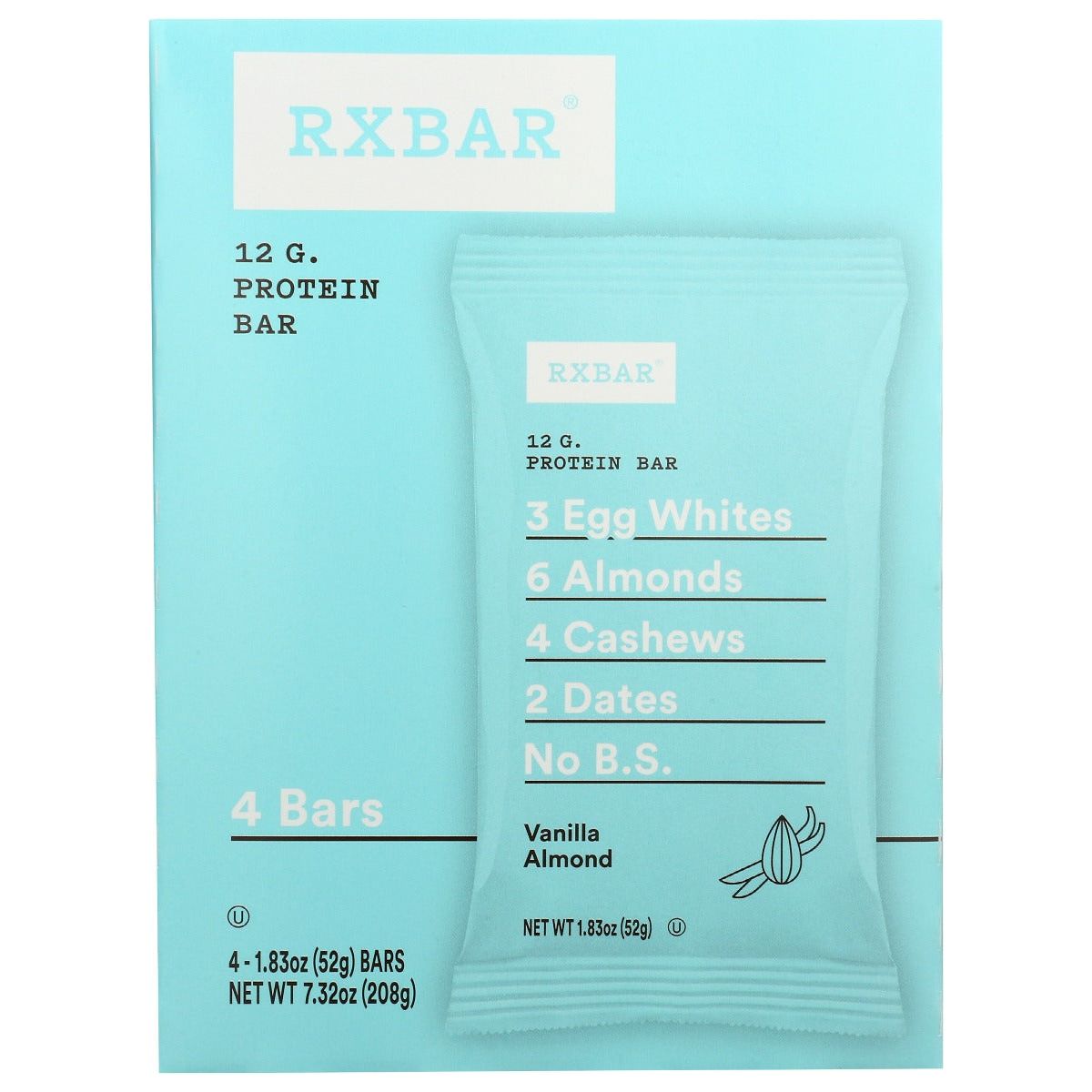 RXBAR: Vanilla Almond Bar 4 Count Bars, 7.32 oz