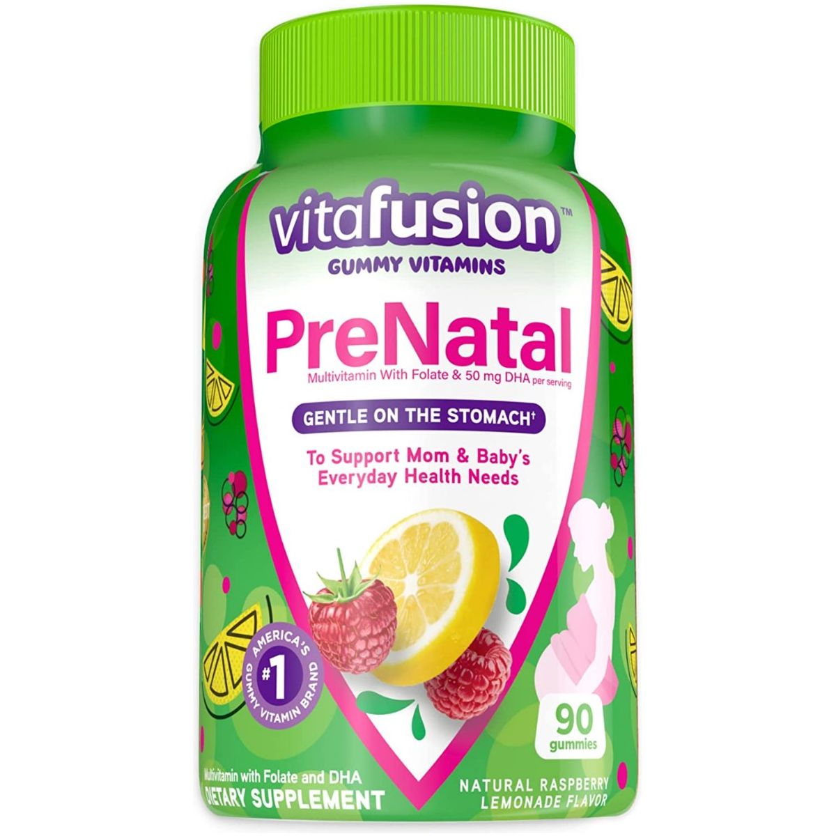 VITAFUSION: PreNatal Raspberry & Lemonade Flavored Gummy Pregnancy Vitamins, 90 ea