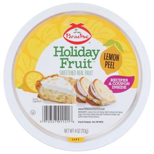 PARADISE: Candied Lemon Peel Diced, 4 oz