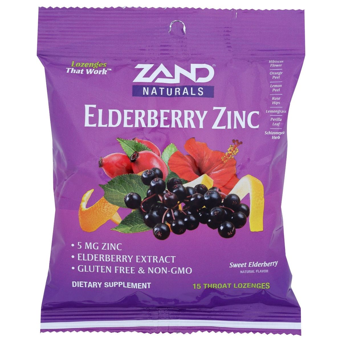 ZAND: Lozenges Herbal Elderberry Zinc, 15 pc