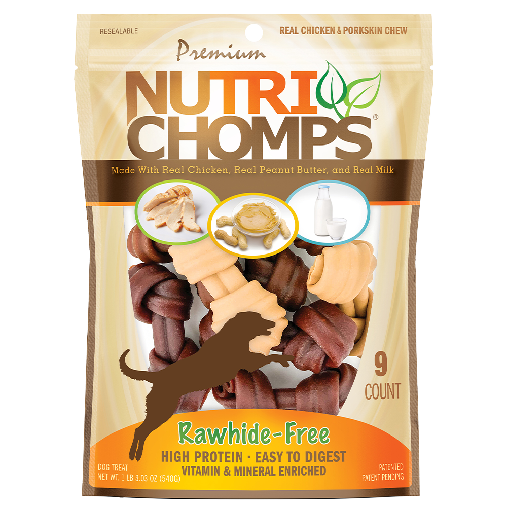 NUTRI CHOMPS: Bone Dog Assorted Knot, 9 ea