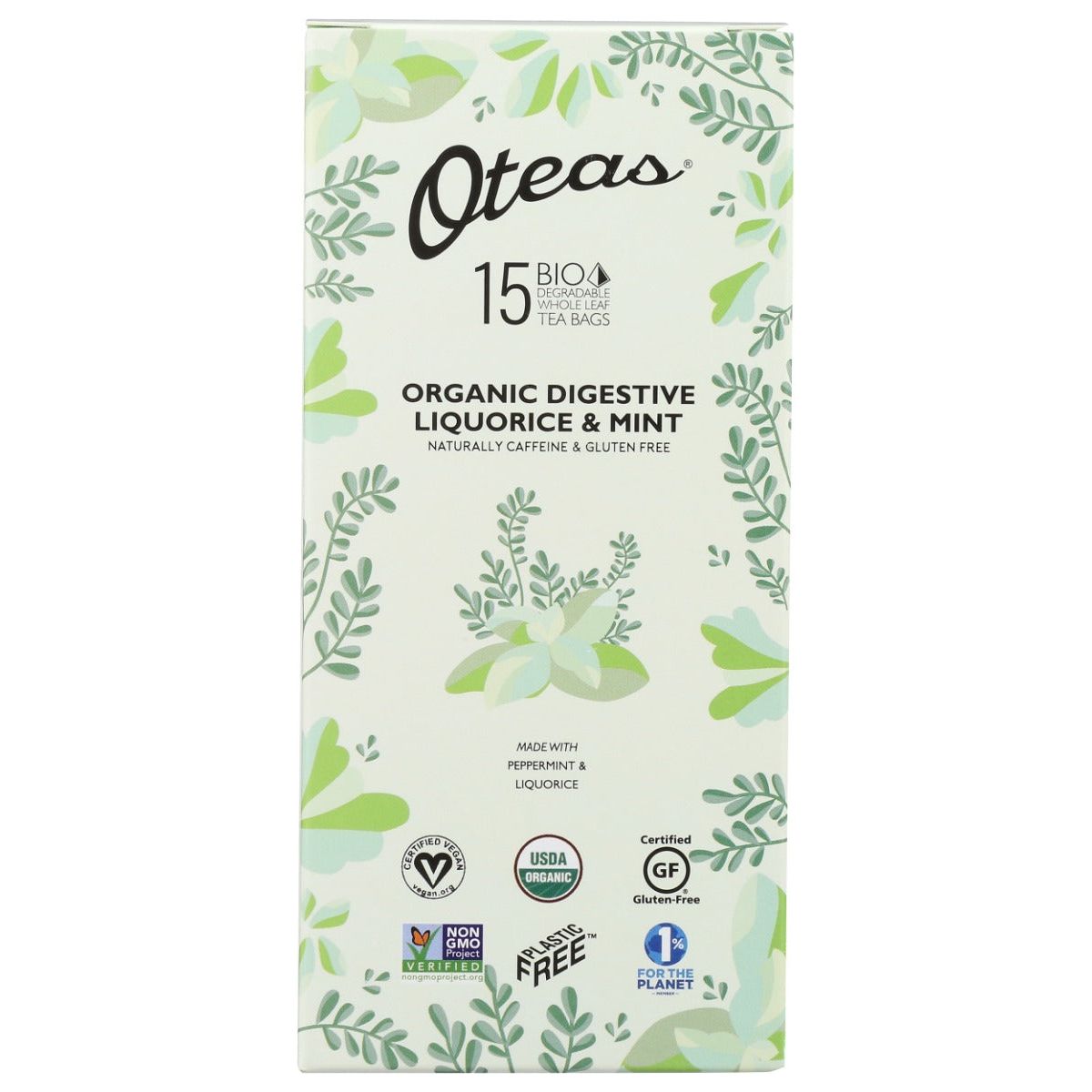 OTEAS: Organic Digestive Mint and Liquorice Tea, 15 pc