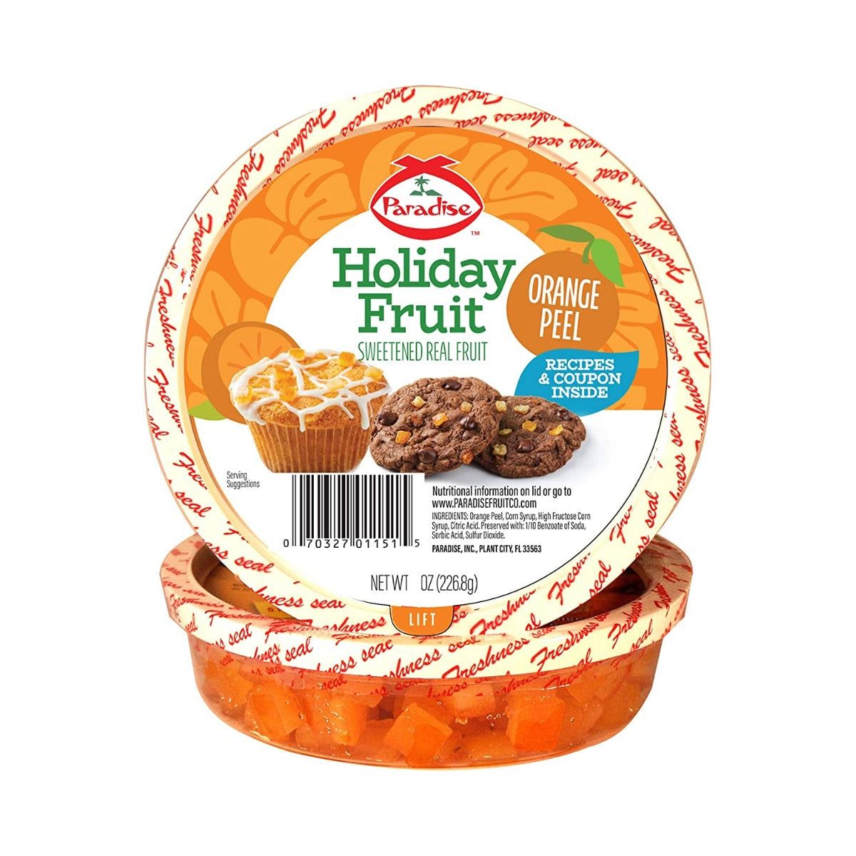 PARADISE: Candied Orange Peel Diced, 4 oz