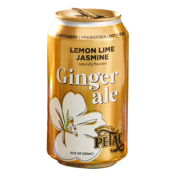 PETAL: Lemon Lime Jasmine Ginger Ale Soda, 12 fo