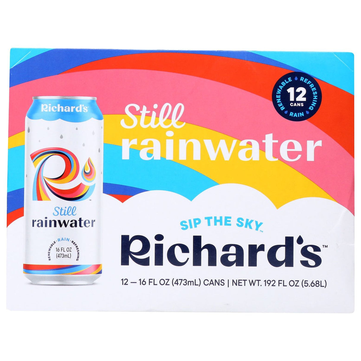 RICHARDS RAINWATER: Still Rainwater 16oz Cans 12Pk, 192 fo
