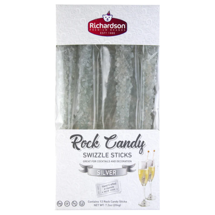 RICHARDSON BRANDS: Rock Candy Swizzle Sticks Wedding Box Silver 12Ct, 7.2 oz