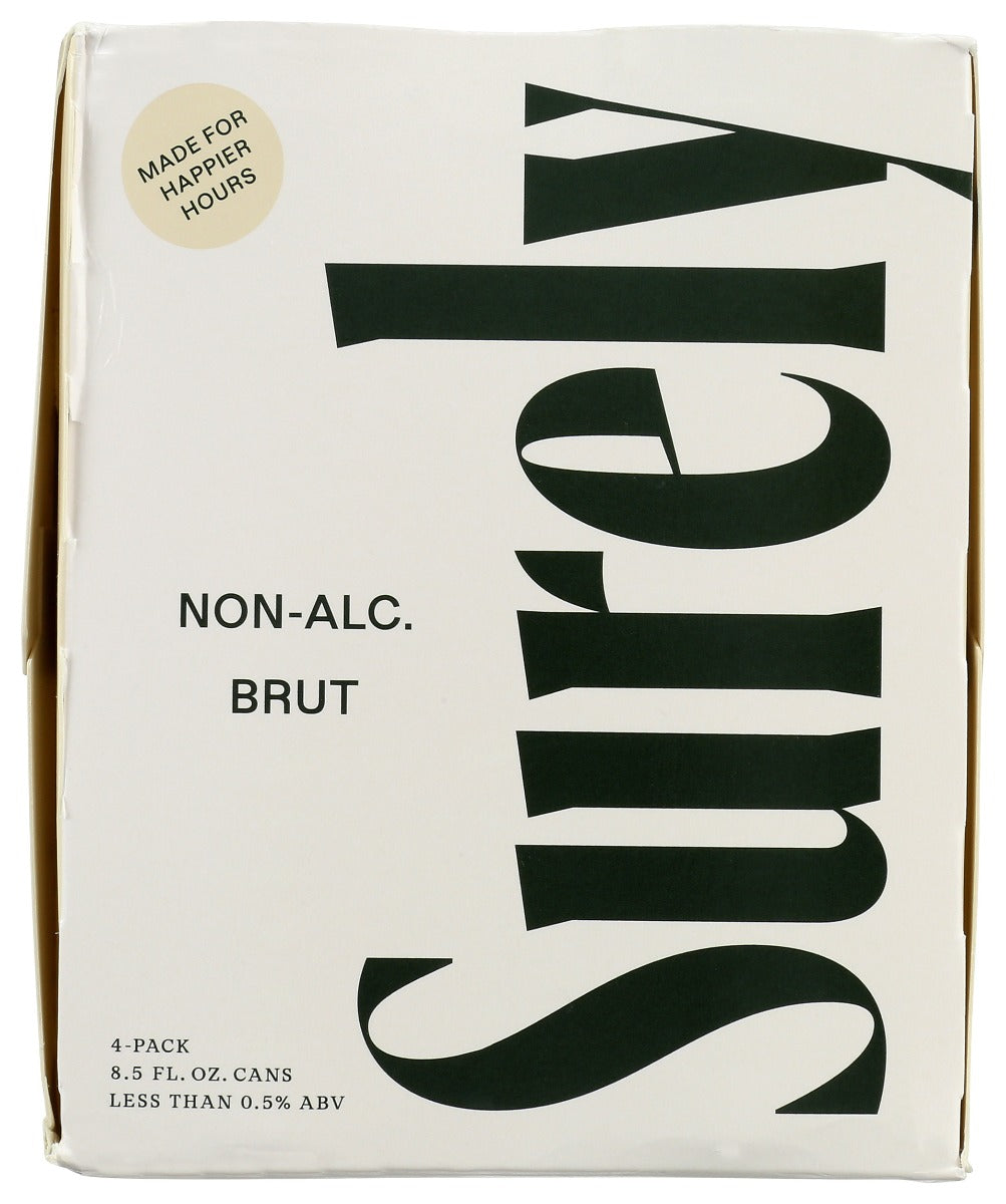 SURELY: Non Alcoholic Brut Can 4 Pack, 33.81 fo