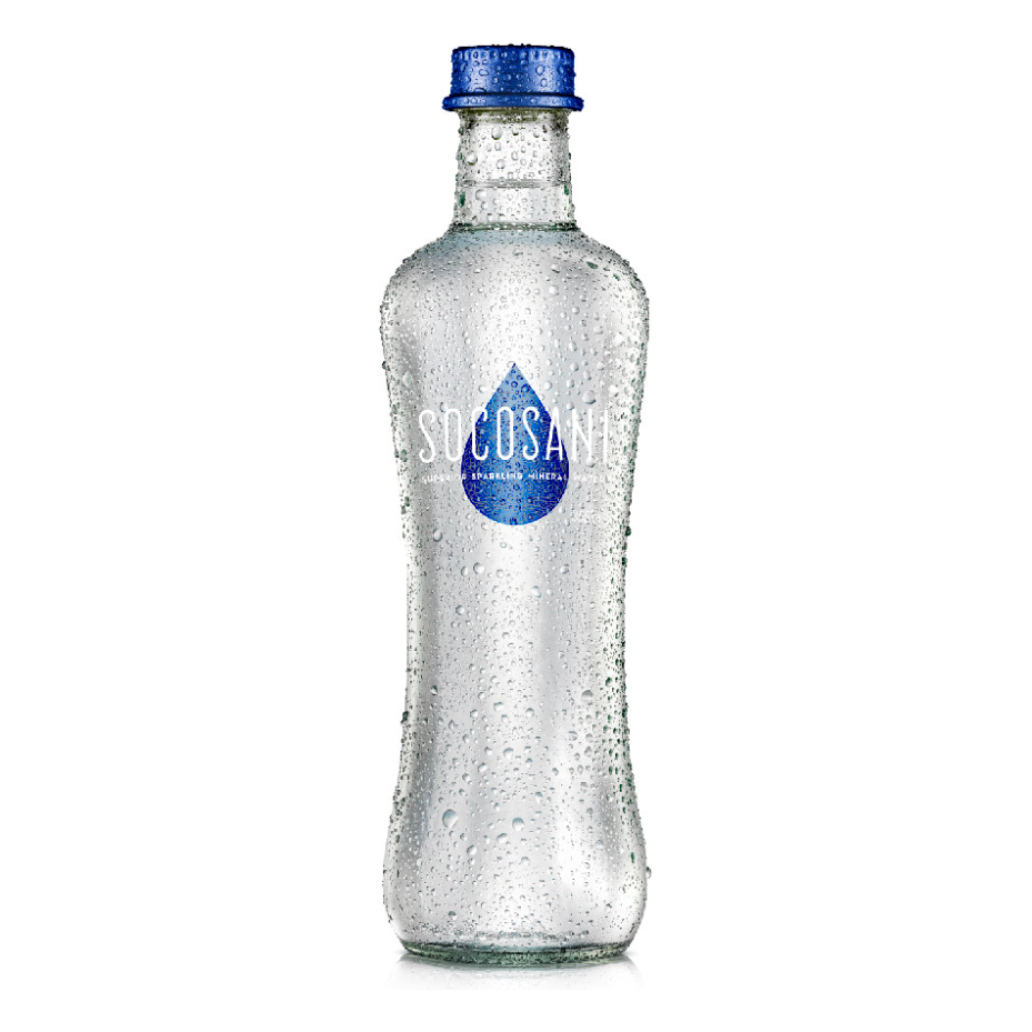 SOCOSANI: Water Sparkling Mineral Glass, 12 fo