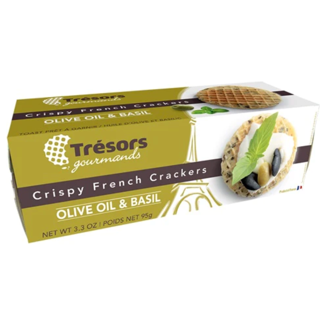 TRESORS: Crispy Olive Oil Basil Cracker, 3.3 OZ