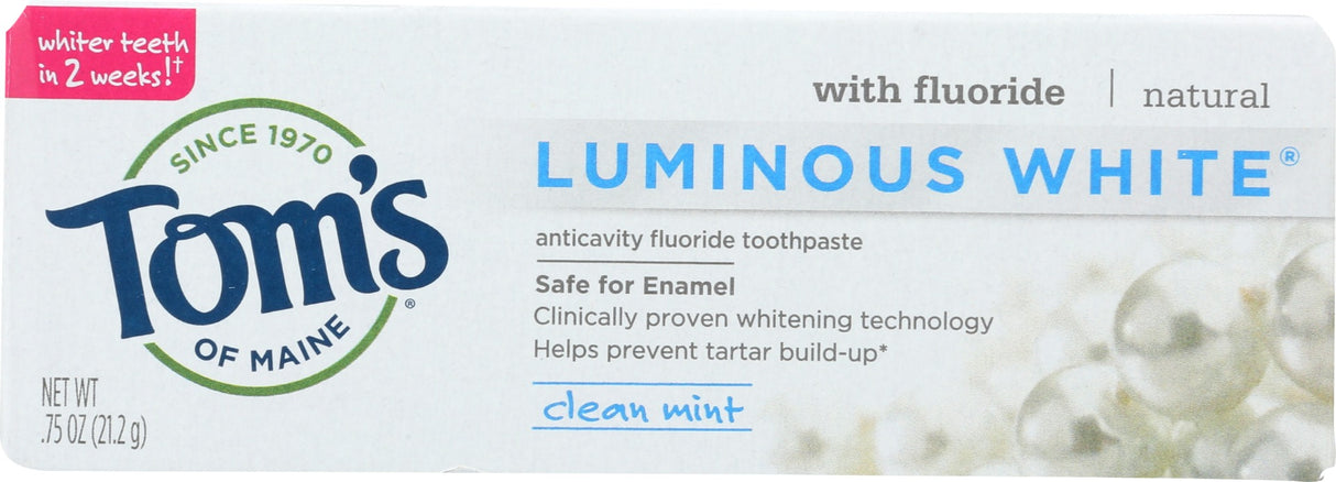 TOMS OF MAINE: Luminous White Clean Mint Toothpaste, 0.75 oz
