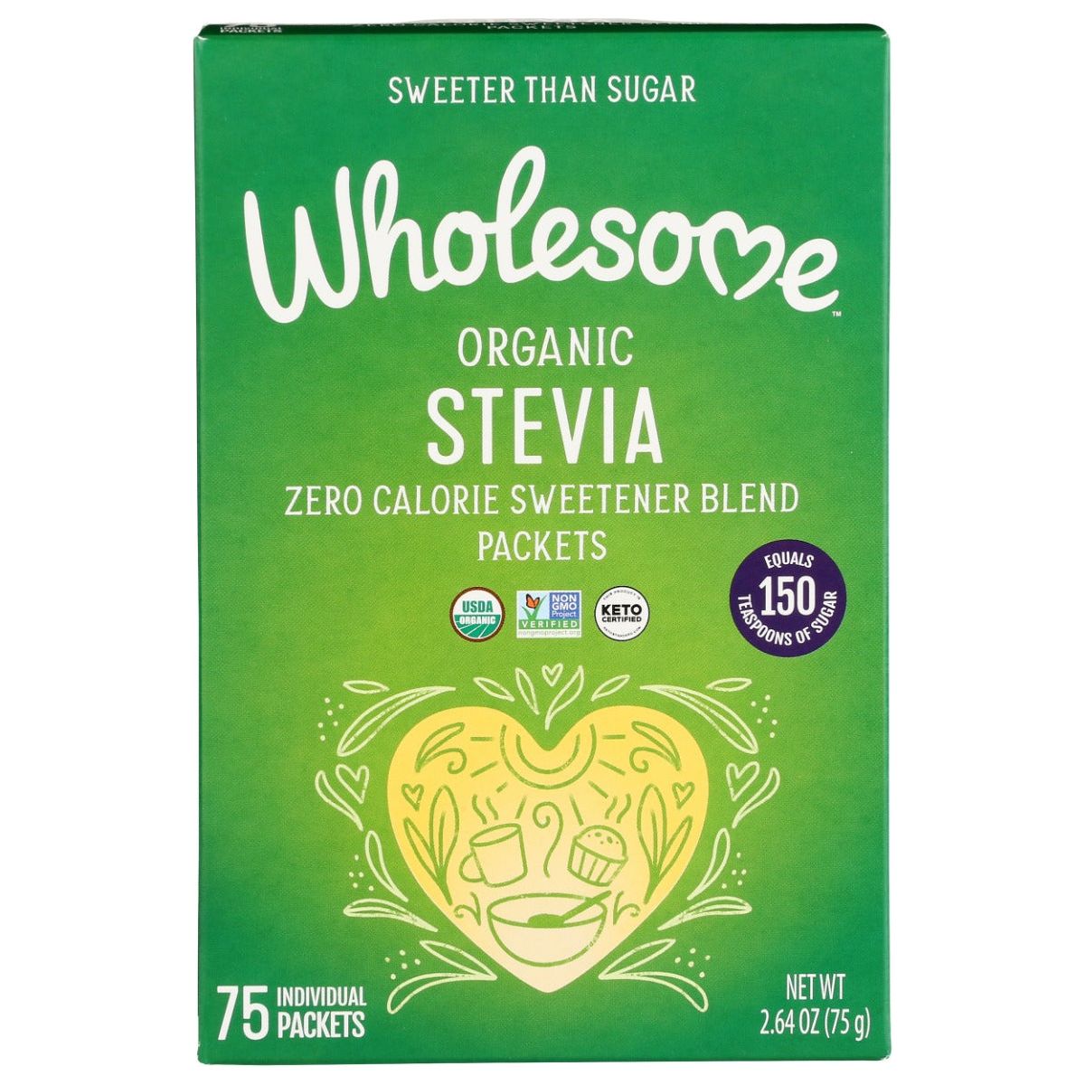 WHOLESOME: Organic Stevia Packets 75Pk, 2.65 oz