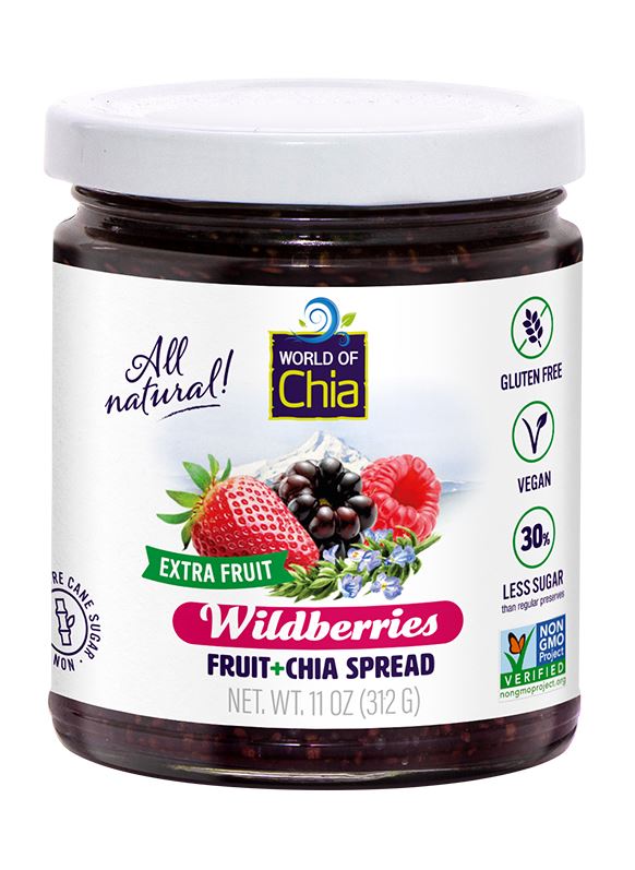 WORLD OF CHIA: Extra Fruit Chia Wildberries Spread, 11 oz