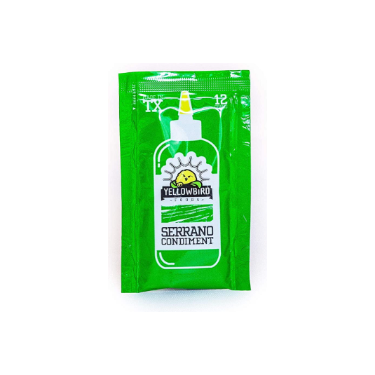 YELLOWBIRD SAUCE: Serrano Condiment Single Serve Packet 200Ct, 12 gm